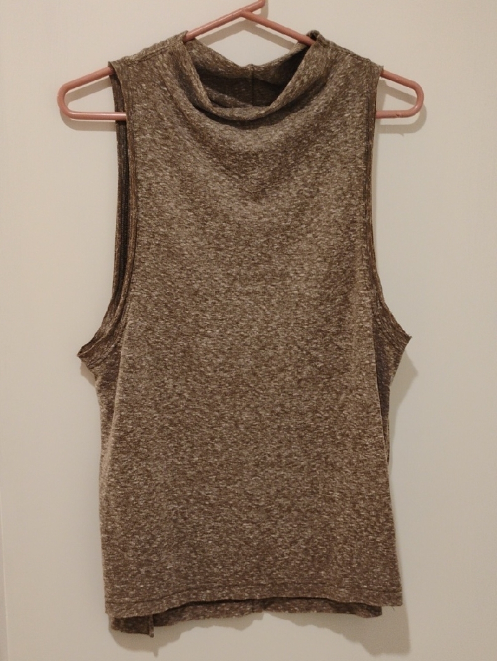 Sleeveless Mock Neck Tank Top in Heather Taupe